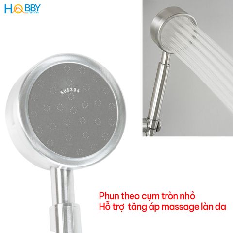 Combo củ sen tay sen tắm hỗ trợ tăng áp inox 304 Hobby home decor CST3