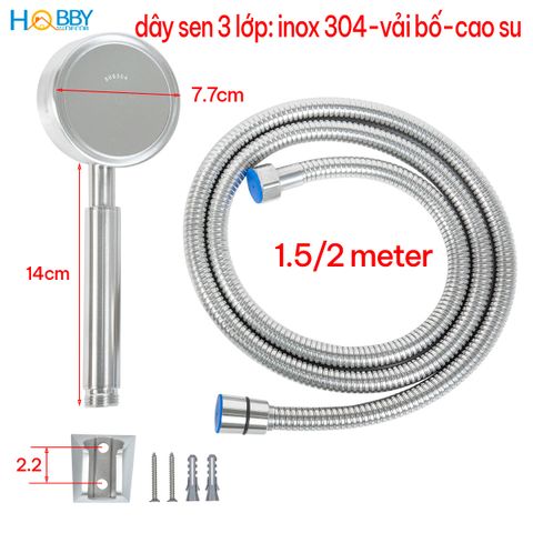 Combo củ sen tay sen tắm hỗ trợ tăng áp inox 304 Hobby home decor CST3
