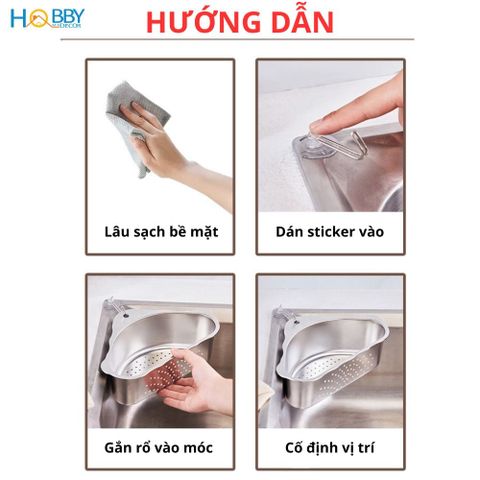 Rổ treo góc chậu rửa chén đa năng tiện dụng Inox 304 Hobby Home Decor KGC1