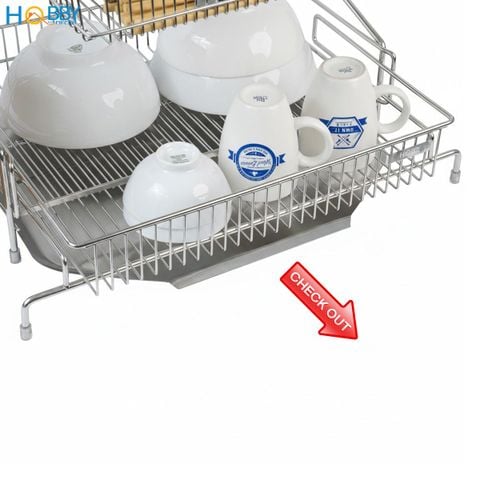 Kệ chén đa năng 2 tầng có khay hứng nước inox 304 Hobby home decor KC9