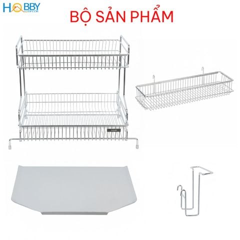Kệ chén đa năng 2 tầng có khay hứng nước inox 304 Hobby home decor KC9