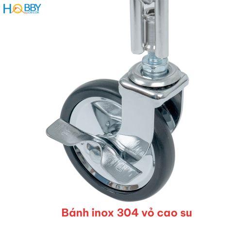 Kệ nhà bếp đa năng 3 tầng có bánh xe inox 304 Hobby home decor KDN3T