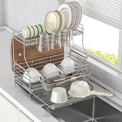 Kệ chén đa năng 2 tầng gác chậu inox 304 Hobby home decor KC5