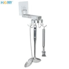 Giá móc treo muỗng vá xoay 360 độ HOBBY Home Decor MX6S dán tường gạch men - kèm 6 móc treo - chuẩn Inox 304