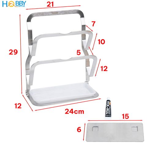 Giá treo nắp vung thớt 2 tầng inox 304 dán tường Hobby Home Decor TT13