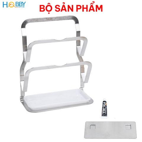 Giá treo nắp vung thớt 2 tầng inox 304 dán tường Hobby Home Decor TT13