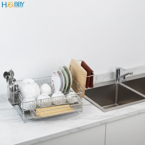 Kệ chén đa năng 1 tầng có khay hứng nước inox 304 Hobby home decor KC10