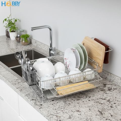Kệ chén đa năng 1 tầng có khay hứng nước inox 304 Hobby home decor KC10