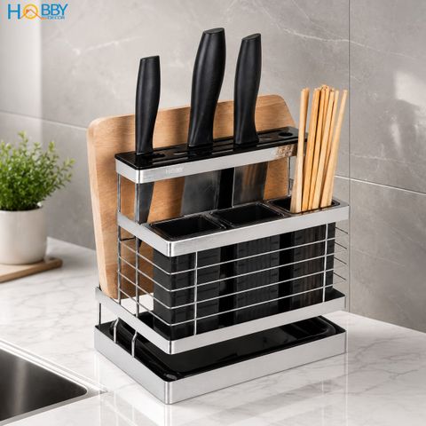 Kệ đựng đũa muỗng dao thớt đa năng inox 304 Hobby home decor KDMT