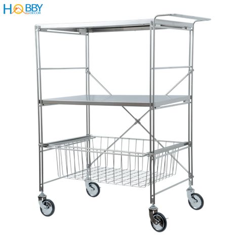 Kệ nhà bếp đa năng 3 tầng có bánh xe inox 304 Hobby home decor KDN3T