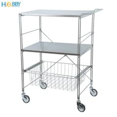 Kệ nhà bếp đa năng 3 tầng có bánh xe inox 304 Hobby home decor KDN3T