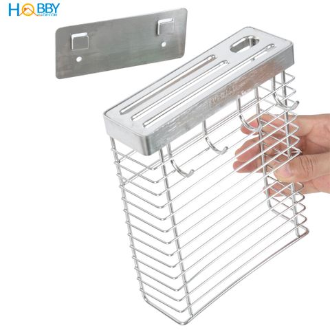 Kệ để dao kéo có móc treo khăn inox 304 dán tường Hobby home decor TD1