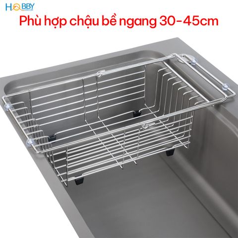 Khay đựng chén đĩa gác bồn rửa chén co giãn inox 304 Hobby home decor KDC5