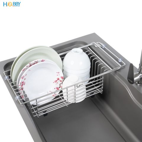 Khay đựng chén đĩa gác bồn rửa chén co giãn inox 304 Hobby home decor KDC5