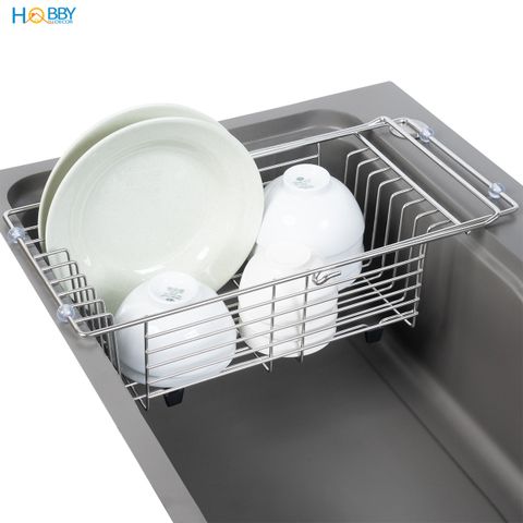Khay đựng chén đĩa gác bồn rửa chén co giãn inox 304 Hobby home decor KDC5