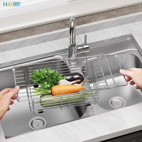 Khay đựng chén đĩa gác bồn rửa chén co giãn inox 304 Hobby home decor KDC5