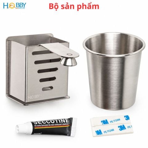 Bộ kệ để bàn chải đánh răng kèm ly inox 304 Hobby Home Decor KBC5
