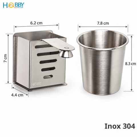 Bộ kệ để bàn chải đánh răng kèm ly inox 304 Hobby Home Decor KBC5