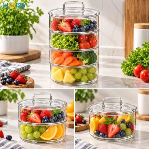 Hủ thủy tinh đựng thực phẩm nhiều tầng tùy chọn Hobby Home Decor HTT1