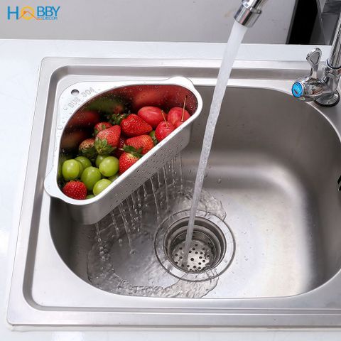 Rổ treo góc chậu rửa chén đa năng tiện dụng Inox 304 Hobby Home Decor KGC1