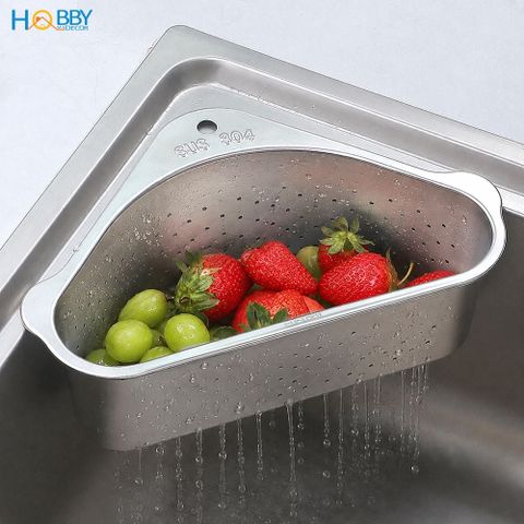 Rổ treo góc chậu rửa chén đa năng tiện dụng Inox 304 Hobby Home Decor KGC1