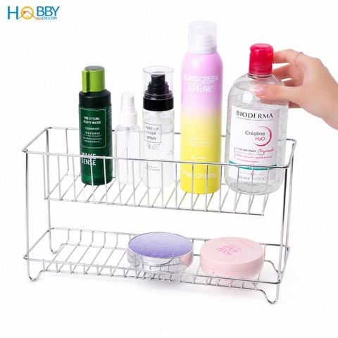 Kệ đồ trang điểm sữa rửa mặt 2 tầng inox 304 Hobby Home decor K2TD