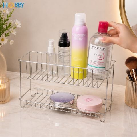 Kệ đồ trang điểm sữa rửa mặt 2 tầng inox 304 Hobby Home decor K2TD