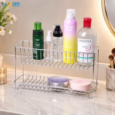 Kệ đồ trang điểm sữa rửa mặt 2 tầng inox 304 Hobby Home decor K2TD