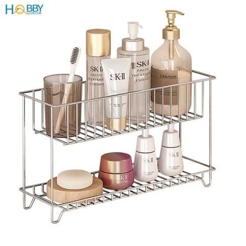 Kệ đồ trang điểm sữa rửa mặt 2 tầng inox 304 Hobby Home decor K2TD