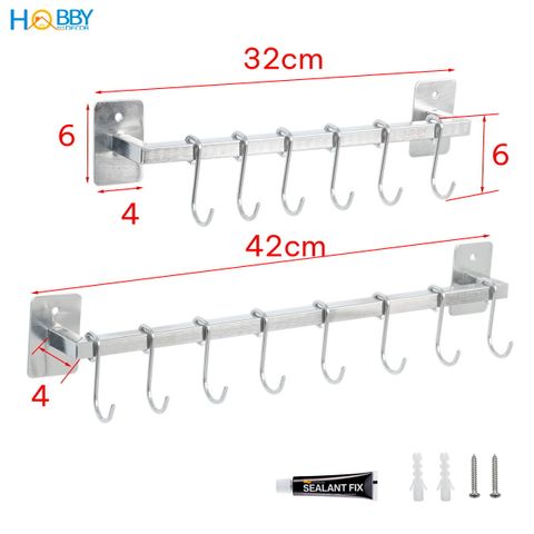 Thanh treo dụng cụ nhà bếp kèm móc treo inox 304 Hobby home decor TTB