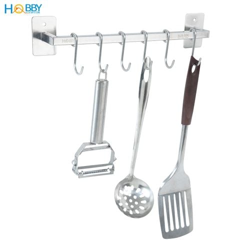 Thanh treo dụng cụ nhà bếp kèm móc treo inox 304 Hobby home decor TTB