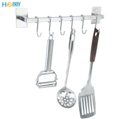Thanh treo dụng cụ nhà bếp kèm móc treo inox 304 Hobby home decor TTB
