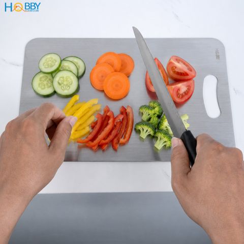 Thớt inox 304 kháng khuẩn dòng đặc ruột Hobby home decor TH 3 size tùy chọn