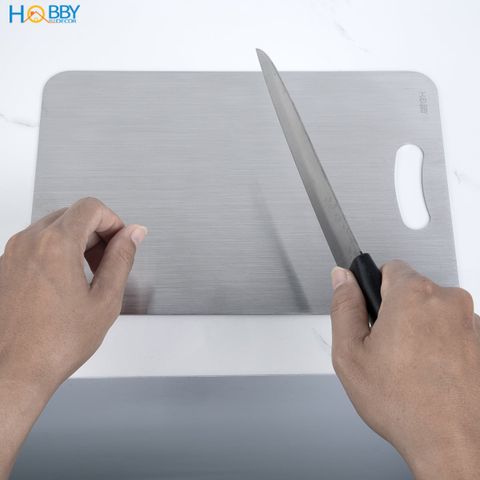 Thớt inox 304 kháng khuẩn dòng đặc ruột Hobby home decor TH 3 size tùy chọn