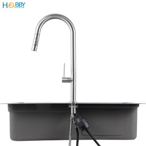 Vòi rửa chén dây rút 1 đầu lạnh inox 304 Hobby home decor VDR14 2 chế độ phun