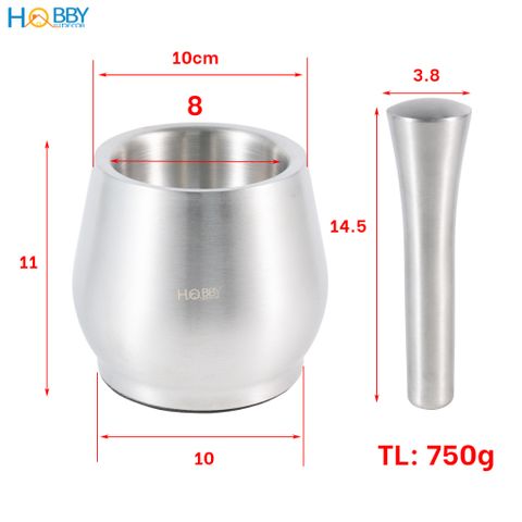 Chày cối inox 304 hình bầu giảm ồn Hobby home decor CI1