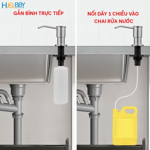 Vòi hút nước rửa chén gắn chậu inox 304 xước Hobby home decor NRC8 có dây và bình