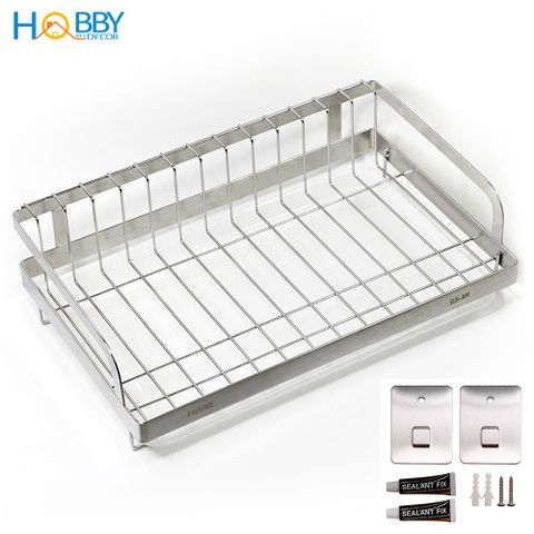 Kệ để chén đĩa đa năng dán tường inox 304 Hobby home decor KCD 2 size tùy chọn