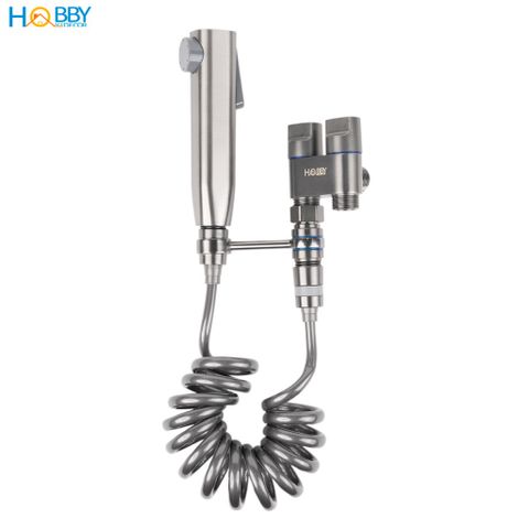 Bộ vòi xịt rửa toilet có van đa năng màu xám Hobby home decor VSR9 inox 304 dây lò xo