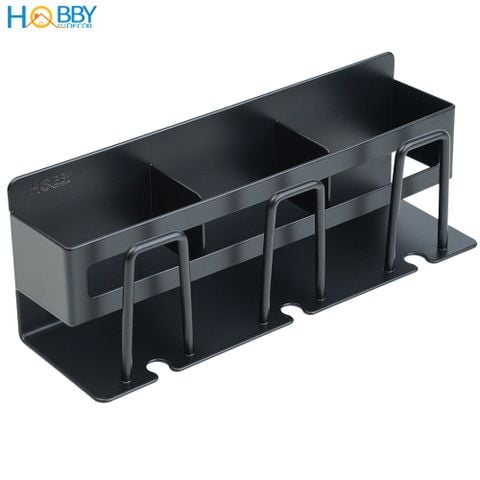Kệ để bàn chải đa năng 3 ngăn dán tường Hobby home decor CD4B inox 304 sơn đen
