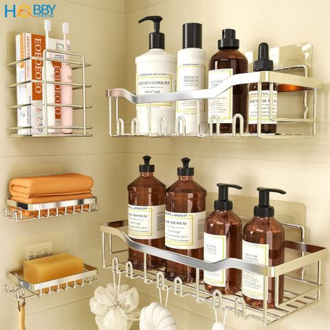 Bộ 5 kệ để đồ phòng tắm đa năng dán tường Hobby home decor K5MT inox 304