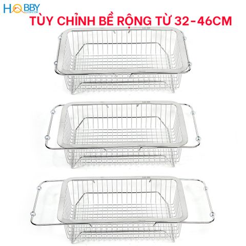 Khay đựng chén đĩa gác bồn rửa chén co giãn inox 304 Hobby home decor KDC5