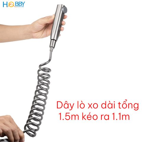 Bộ vòi xịt rửa toilet có van đa năng màu xám Hobby home decor VSR9 inox 304 dây lò xo