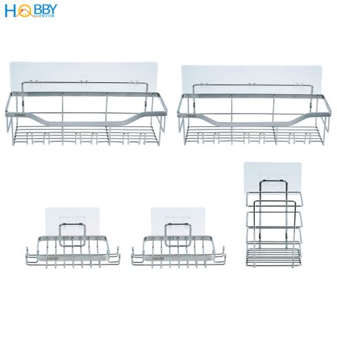 Bộ 5 kệ để đồ phòng tắm đa năng dán tường Hobby home decor K5MT inox 304