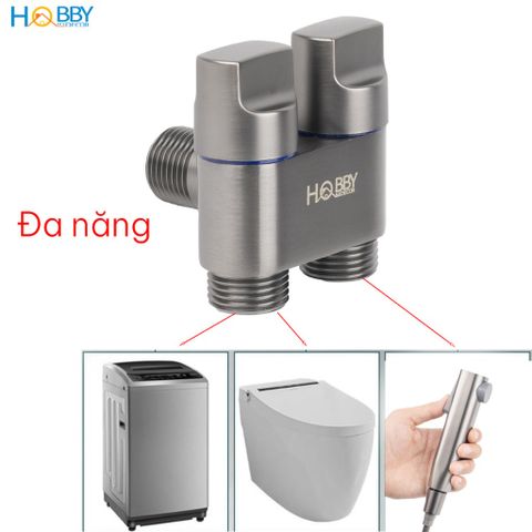 Bộ vòi xịt rửa toilet có van đa năng màu xám Hobby home decor VSR9 inox 304 dây lò xo