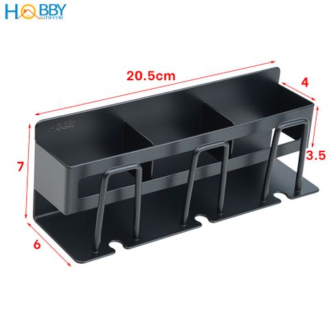 Kệ để bàn chải đa năng 3 ngăn dán tường Hobby home decor CD4B inox 304 sơn đen