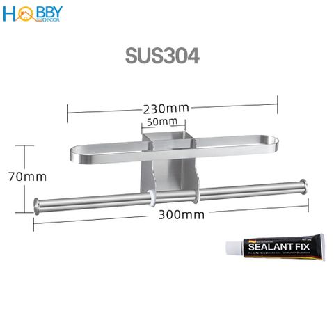 Giá treo móc kẹp phơi quần áo cho gọn 2 tầng HOBBY Home Decor GPM4 dán tường gạch men