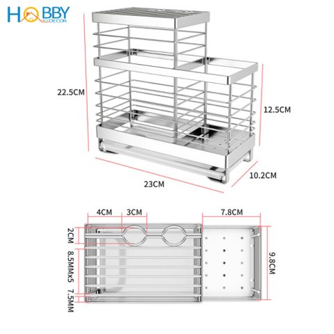 Kệ đựng đũa muỗng dao kéo 2 ngăn đa năng Hobby Home Decor KDM