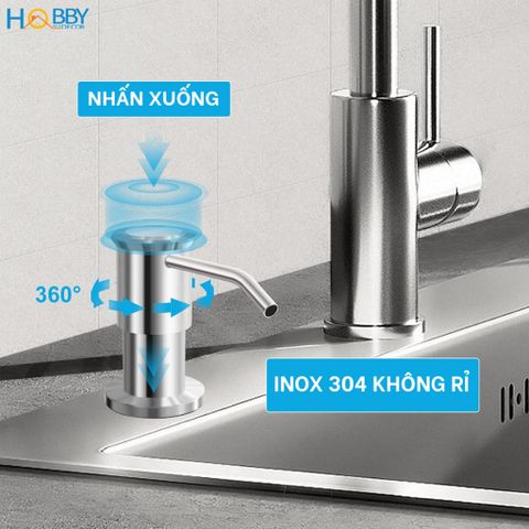 Vòi hút nước rửa chén gắn chậu inox 304 xước Hobby home decor NRC8 có dây và bình