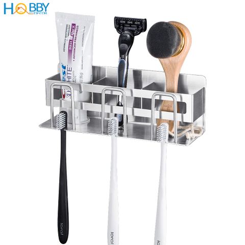 Kệ để bàn chải đa năng 3 ngăn dán tường Hobby home decor CD4B inox 304 sơn đen